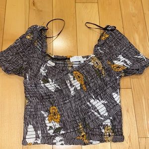 ASTR The Label floral off the shoulder crop top